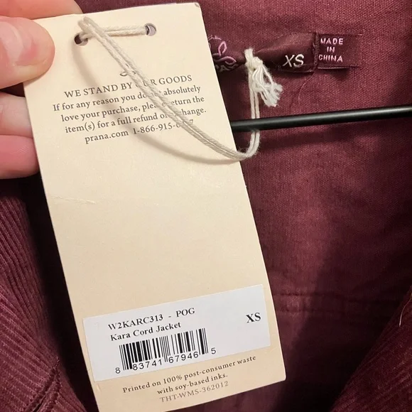 Prana Organic cotton Kara Corduroy Jacket XS NWT - Picture 4 of 6